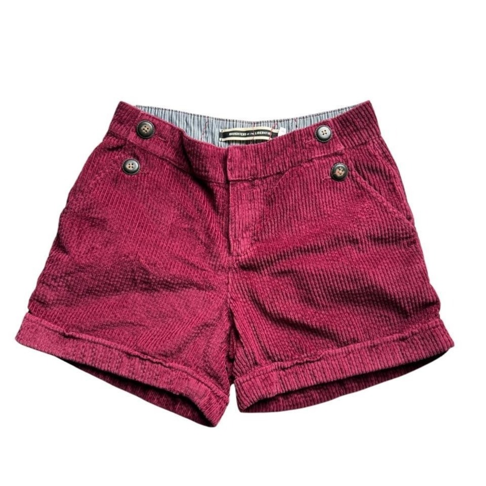 Daughters of the Liberation Burgundy Corduroy Cuffed‎ shorts Size 00
